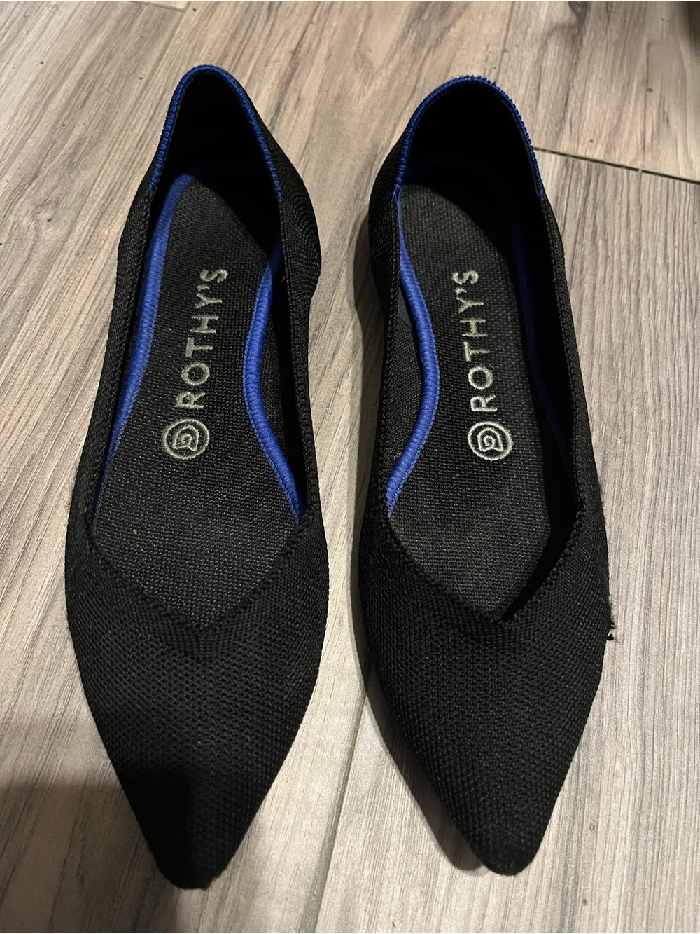 Rothy's Black Pointed Knit Flats Size 7 1/2